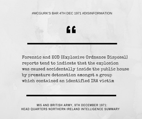 MI5 and British Army disinformation: McGurk's Bar