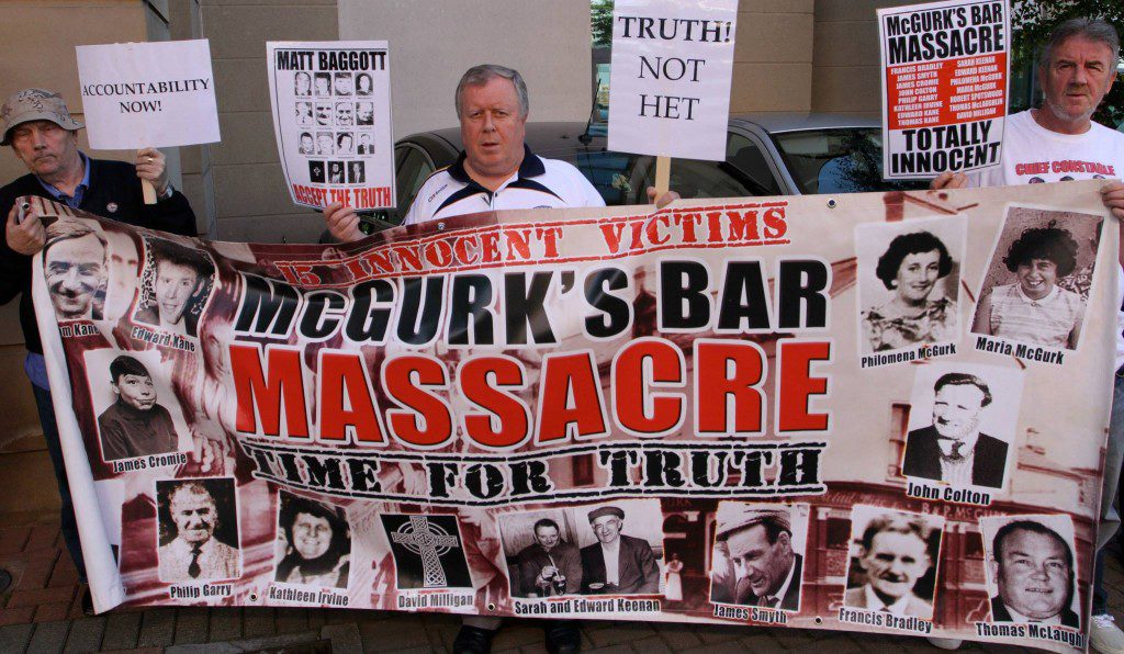 Activist, Robert McClenaghan, in the middle, along with other family campaigners, Gerard Keenan (right) and Alex McLaughlin (left) who has since passed.