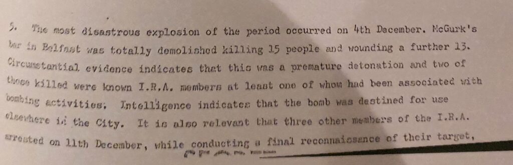 RUC Special Branch Assessment McGurk's Lies 15 Dec 1971 Serial 5