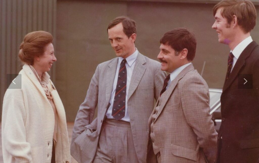 MRF shooter Clive Williams (second from right) meets Princess Anne